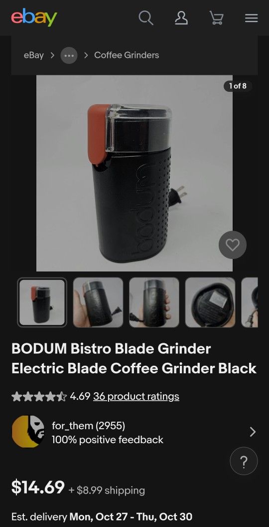 Bodum Coffee Grinder.