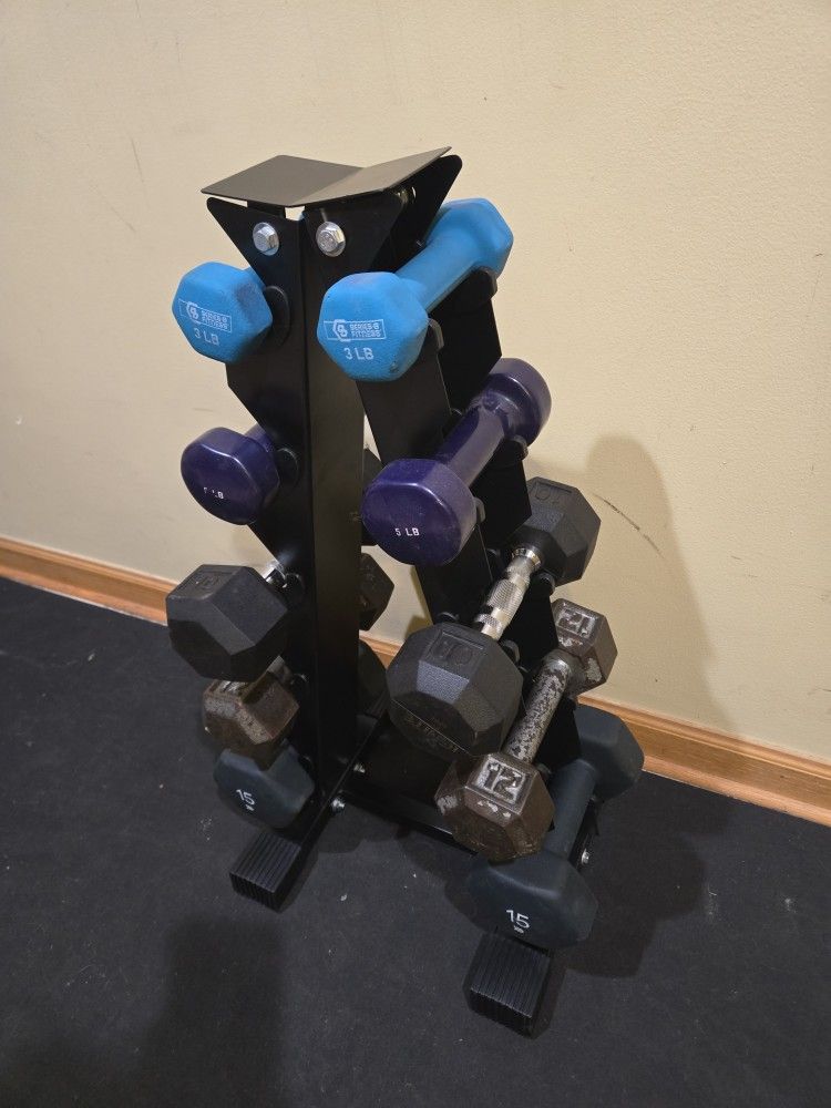 3lb Thru 15lb Dumbbell Set With Rack 