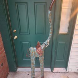 Tall Metal Elephant Statue - Trunk Up Floor Decor