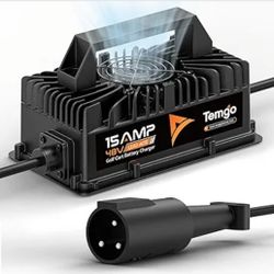 15 AMP 48 Volt Golf Cart Battery Charger for Club Car, 3-Pin Round Plug Fast Charge for Lead Acid Battery, IP67 Waterproof 48V 15A Golf Cart Charger w