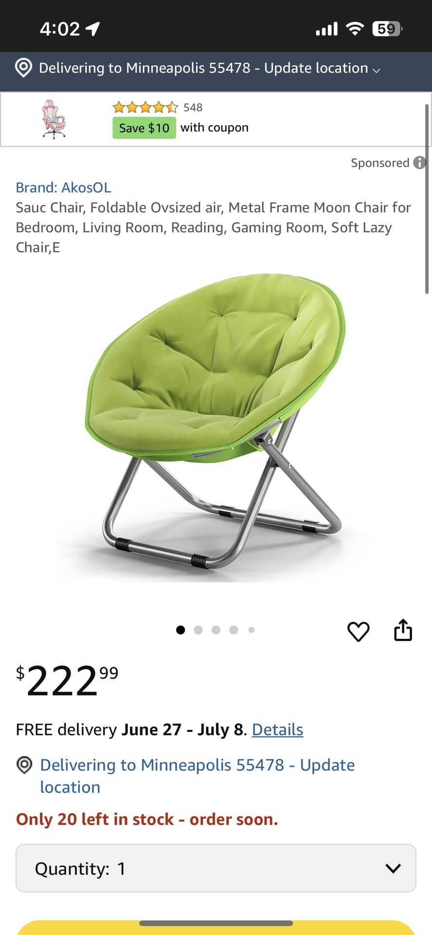 Green Saucer Chair