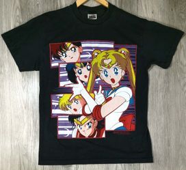 Vintage 1999 Sailor Moon DIC Licensed Tultex Anime T Shirt L Double Sided 90s