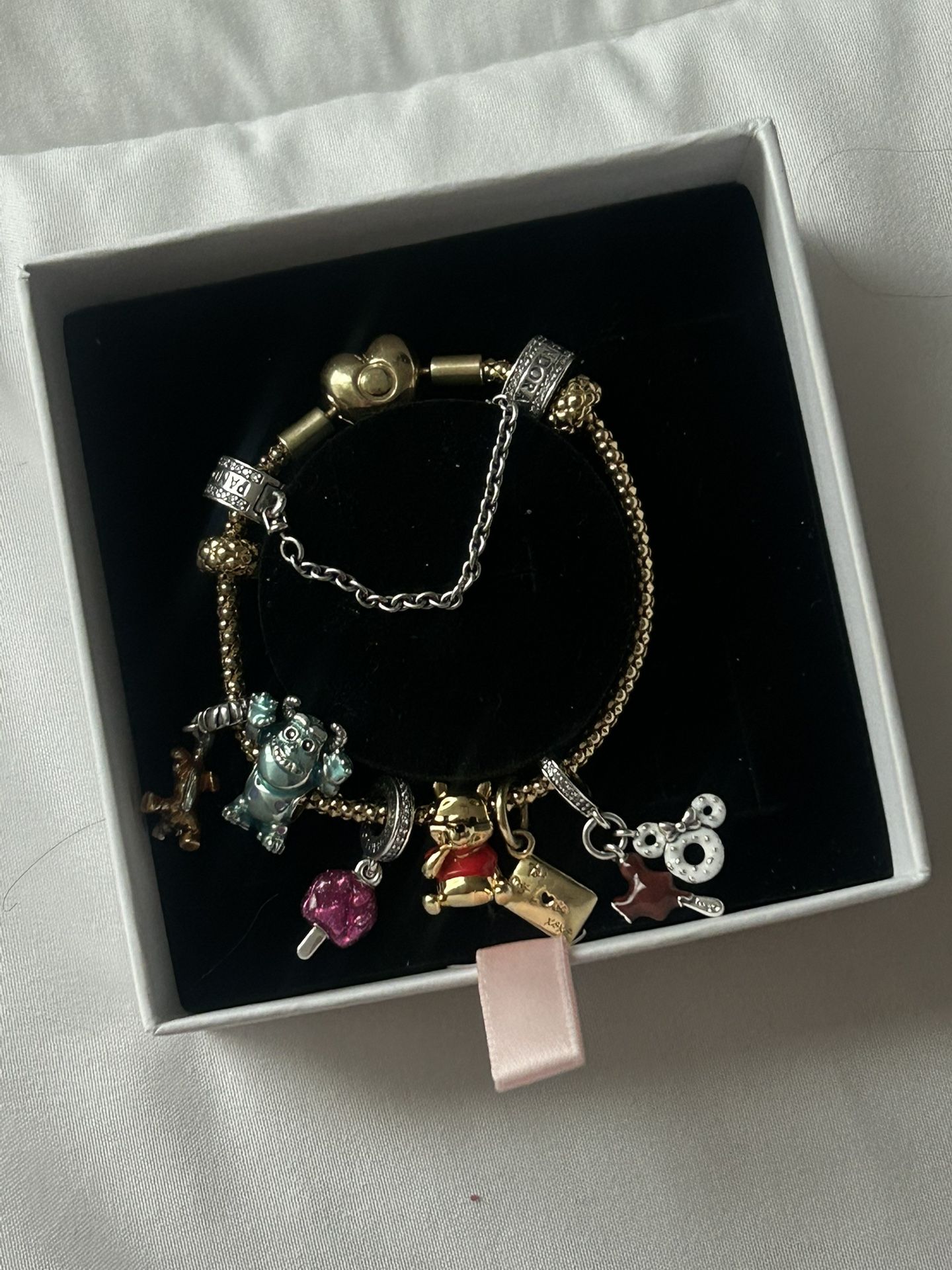 Pandora Gold Bracelet With Disney Park Exclusives Charms