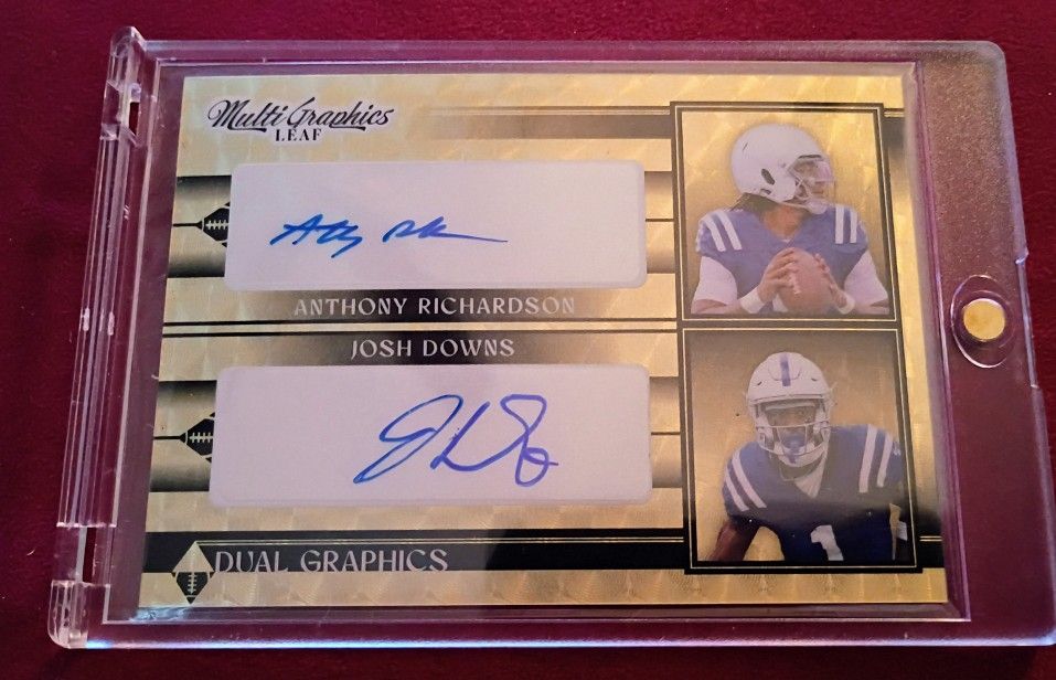 2023 Anthony Richardson Josh Downs Leaf Gold 1/1 Card 2023 Anthony Richardson Josh Downs Leaf Gold 1/1 Card