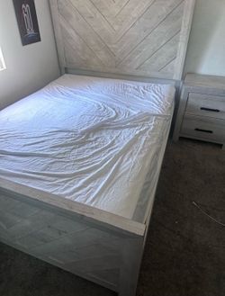 Queen bed frame and nightstand