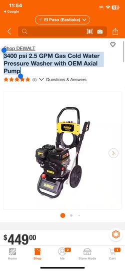3400 psi 2.5 GPM Gas Cold Water Pressure Washer with OEM Axial Pump