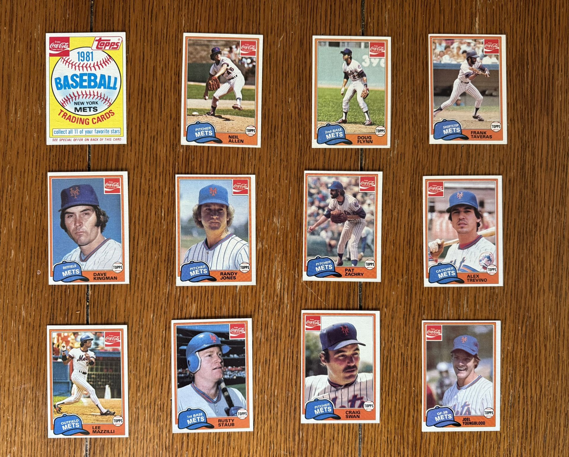 (12) card 1981 Topps Coca-Cola New York Mets Baseball Card team set