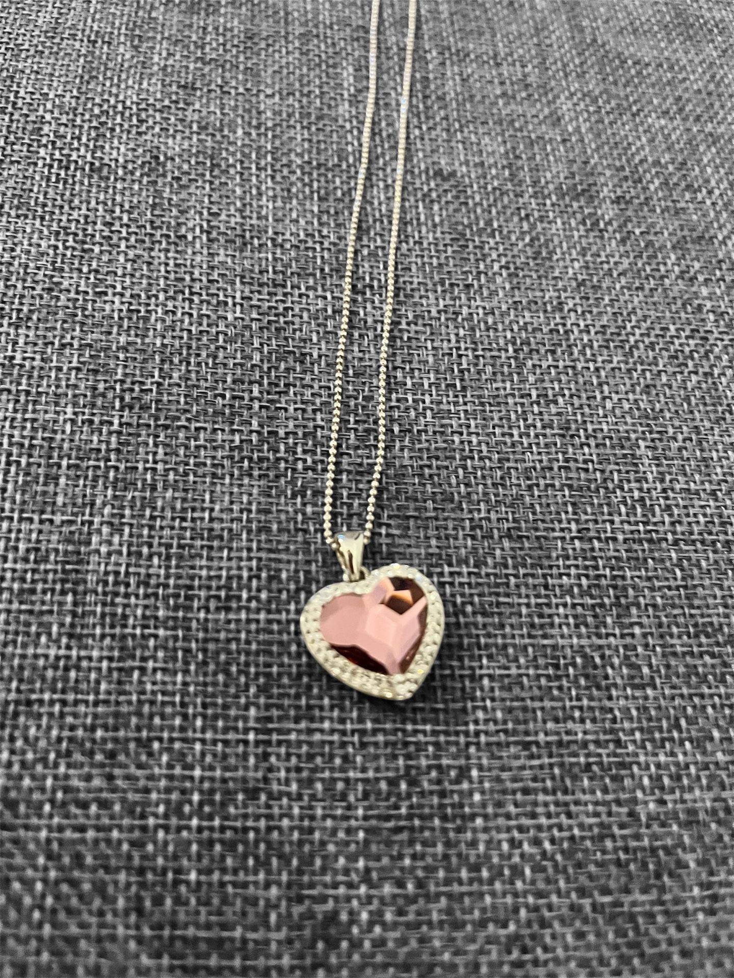 Silver necklace with pink CZ heart pendant