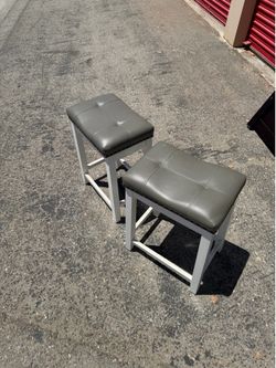 Pair of Farmhouse Gray & White Counter Stools - Need Tightening