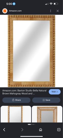 Baxton Studio Bella Natural Brown Mahogany Wood Mirror