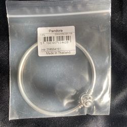 Pandora Retired Sterling Silver Encircled Clasp Bangle Bracelet with Clear Zirconia - 593229C01