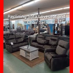 🤓 Reclining Sofa Loveseat And Chair Set All For $1599