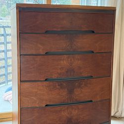 **HALF OFF**.   GORGEOUS, SOLID WOOD, BEAUTIFULLY REFINISHED, MCM TALLBOY DRESSER.   DRESSER