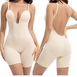 Slimers Backless Shapewear Tummy Control: Low Back Plunge Shapewear Bodysuit - Slimming Built-In Bra Full Body shaper Woman XL