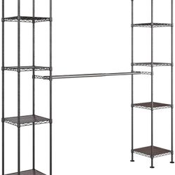 Expandable Double-Rod Clothes Rack Closet Organizer System, 58" to 83" W x 14" D x 72"