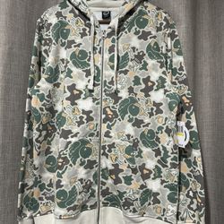 Neff Mens Duck Camo Tan Full Zip Hoodie,Medium 