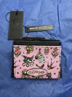 ED HARDY WALLET WOMENS PINK BLACK