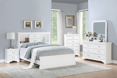 Brand new gray or white queen bookcase bed frame