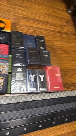 Designer belts, colognes, wallets