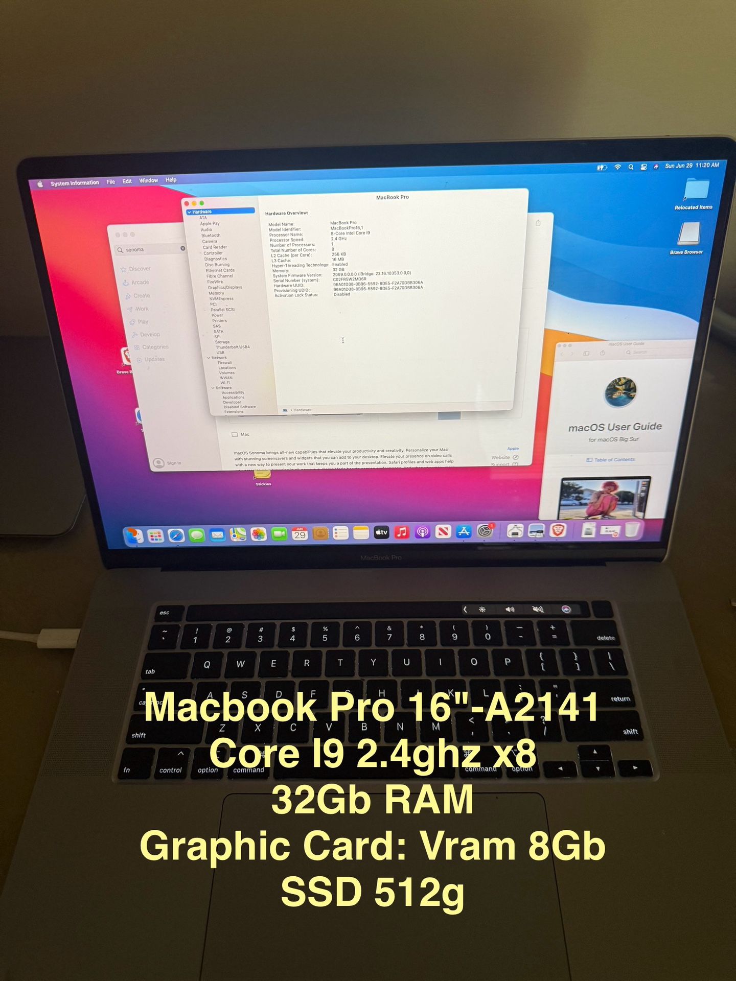 Macbook PRO 16" A2141 Max Opts