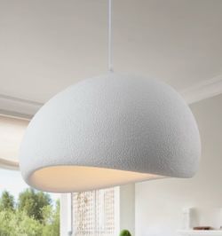 Modern Organic Plaster Drum Pendant Light – Japandi / Minimal