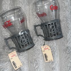 Coca-Cola Vintage Glasses With Heavy Handles 