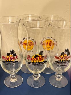 5 vintage Hard Rock hurricane tumblers 3 Vegas, Hollywood, St. Louis