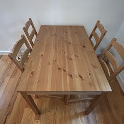 Wooden Table And 4 Chairs