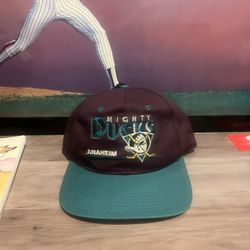Rare Vintage 90s NHL Anaheim Mighty Ducks Snapback Hat Twins