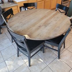 Pottery Barn Linden 60" Table and Ethan Allen Crossback Dining Chairs 