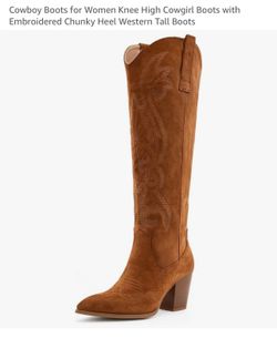 Western cowboy suede knee hi boots