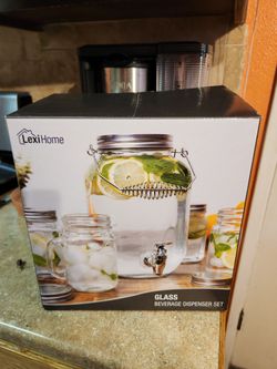 Lexi Home Glass Beverage Dispenser Set 