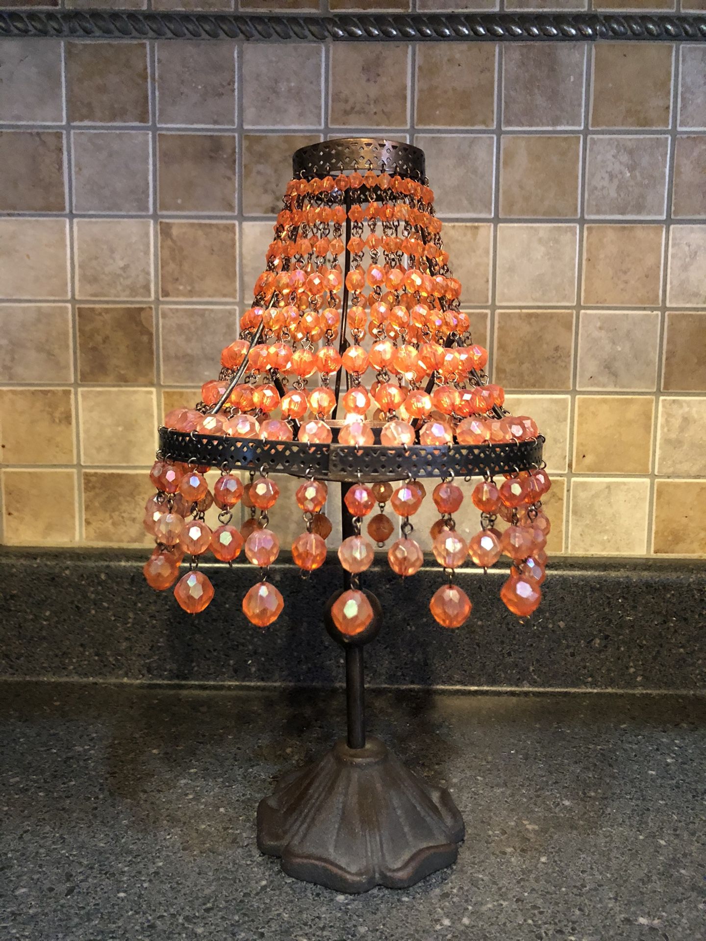 Beaded tea light lamp