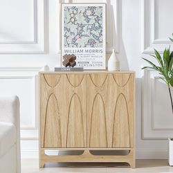 Sideboard Buffet Cabinet with Storage, 31.5” Mid Century Modern Storage Cabinet with Adjustable Shelf and 2 Doors for Dining Room, Living Room,Entry