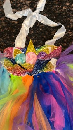 Girls Rainbow Unicorn Tutu Dress Size 8