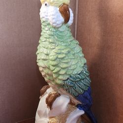 Vintage Crown Staffordshire Green/Ivory Parrot Cockatoo Bird Statue 18" tall 
**No chips, cracks, flakes**
