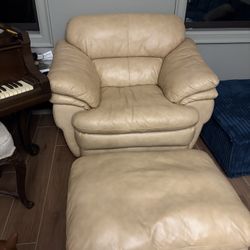 Tan Armchair With Ottoman 