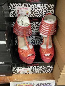 Anne Michelle Coral Glitter Platform Heels Size 7.5 — $5.99