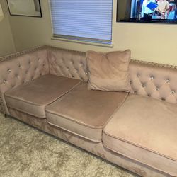 Pink Velvet Couch 