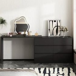 6 Drawer L-Shaped Dresser With Rotatable Desk