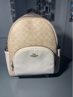 beige and ivory coach court backpack/wallet