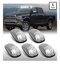 5PCS LED Cab Roof Lights for 2003-2018 Ram 1 3500 For 2011-2018 Ram 4 White Cab Clearance Lights Clear Lens Roof Top Running Lights