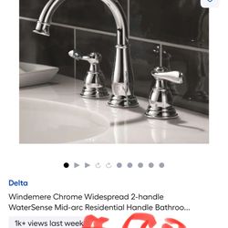 Delta Windemere Chrome Widespread 2-handle WaterSense Mid-arc Residential Handle Bathroo..