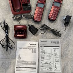 Red Panasonic KX-TGL432 DECT 6.0 Expandable Cordless Phone Digital Answering System