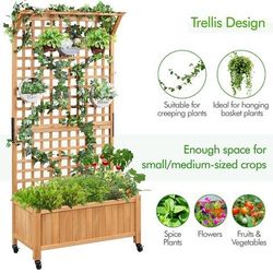 72"H Wood Planter Raised Bed with Trellis,yellow