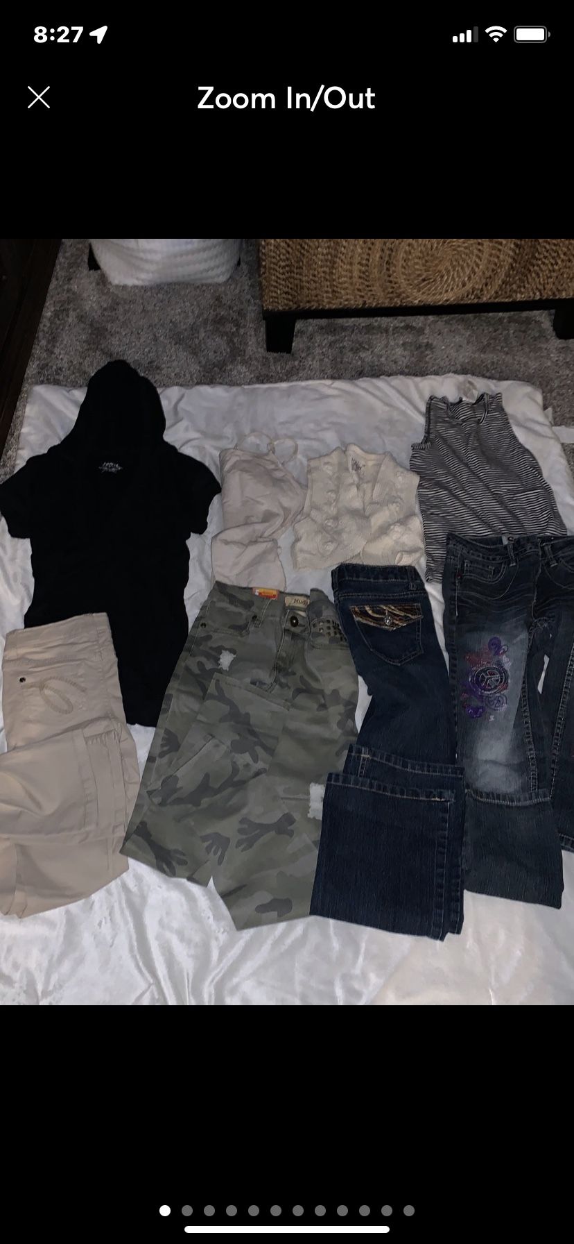 Girls 10-12 Lot  Jeans Pants Tops  Clothes 8 Pcs