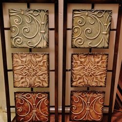 Metal Art Wall Hanging Rectangle Embossed Metal