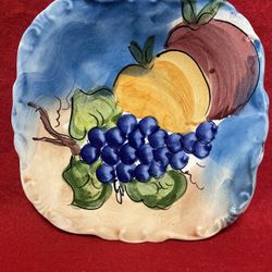 7 Inch Handmade Hand Painted Blue Ceramic Wall Hanging Plate Imported From Greece