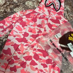 Bape Hoodie Pink Shark