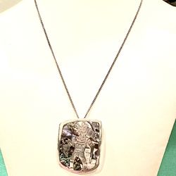 Vintage Sterling Taxco Abalone Necklace 
